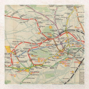 Dessous-de-verre En Verre Carte de chemins de fer au fond de Londres