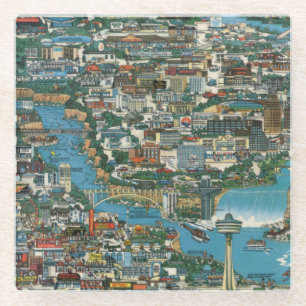 Dessous-de-verre En Verre Carte de chutes du Niagara