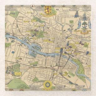 Dessous-de-verre En Verre Carte de Glasgow, Angleterre