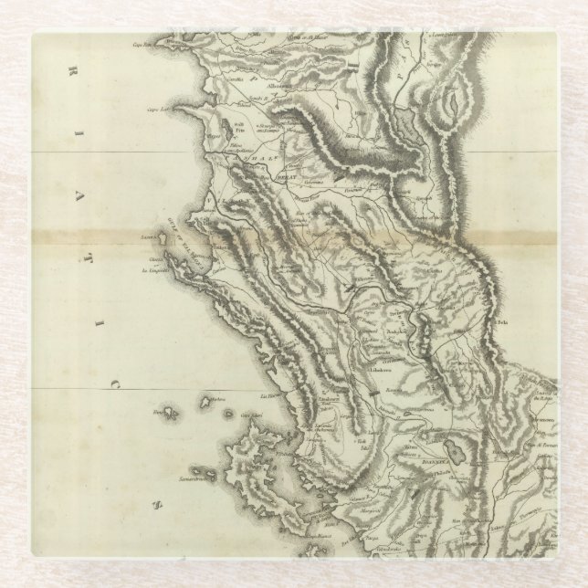 Dessous-de-verre En Verre Carte de l'Albanie (Devant)