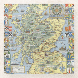 Dessous-de-verre En Verre Carte de l'Ecosse historique