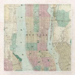 Dessous-de-verre En Verre Carte de New York et de proximité