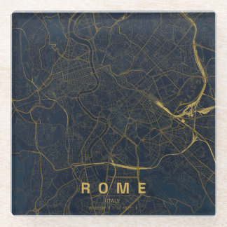 Dessous-de-verre En Verre Carte de Rome Italie Design Minimaliste