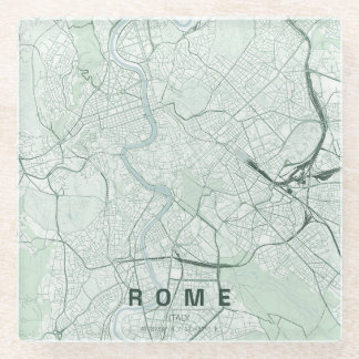Dessous-de-verre En Verre Carte de Rome Italie Design Minimaliste