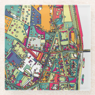 Dessous-de-verre En Verre Carte de ville de Budapest, Hongrie