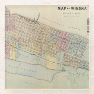 Dessous-de-verre En Verre Carte de Winona, Minnesota