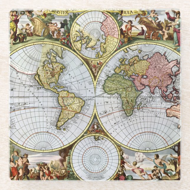 Dessous-de-verre En Verre Carte du monde (Devant)