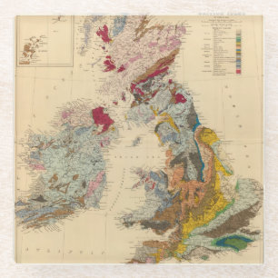 Dessous-de-verre En Verre Carte géologique, îles britanniques
