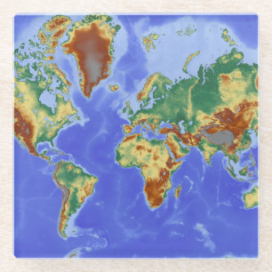 Dessous-de-verre En Verre Carte mondiale géographique internationale