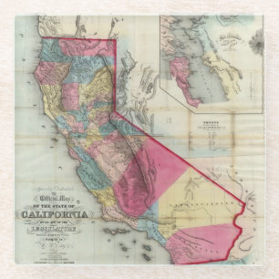 Dessous-de-verre En Verre Carte officielle de l'état de la Californie