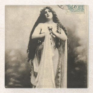 Dessous-de-verre En Verre Carte postale Déesse Ethérée vintage