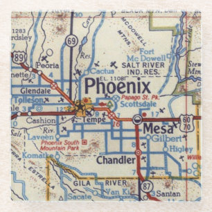 Dessous-de-verre En Verre Carte Vintage Phoenix AZ