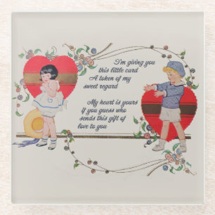 Dessous-de-verre En Verre Cartes de la Saint-Valentin Antiques Victoriennes 