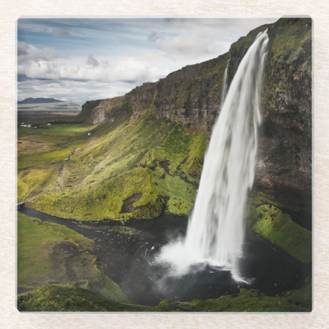 Dessous-de-verre En Verre Cascade | Islande de Seljalandsfoss (Devant)