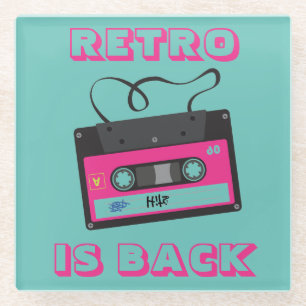 Dessous-de-verre En Verre Cassette Tape Retro 80's musique Super