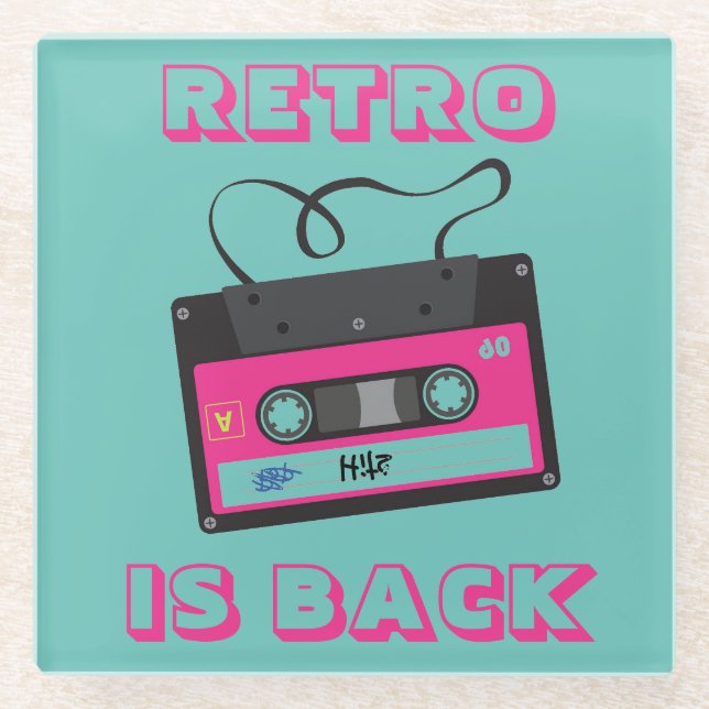 Dessous-de-verre En Verre Cassette Tape Retro 80's musique Super (Devant)
