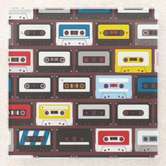 Dessous-de-verre En Verre cassettes audio vintages, arrière - plan continu.