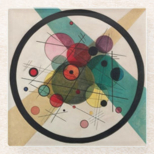 Dessous-de-verre En Verre Cercles Abstraits Kandinsky dans un cercle