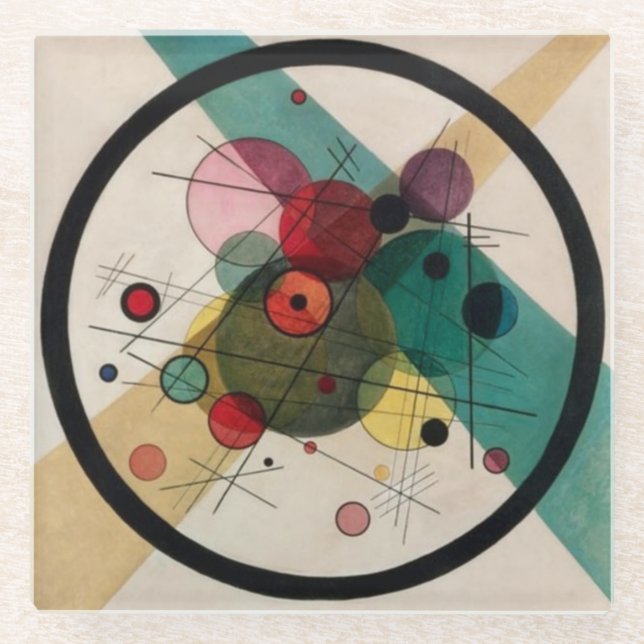 Dessous-de-verre En Verre Cercles Abstraits Kandinsky dans un cercle (Devant)