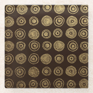 Dessous-de-verre En Verre Cercles d'or : Motif à main