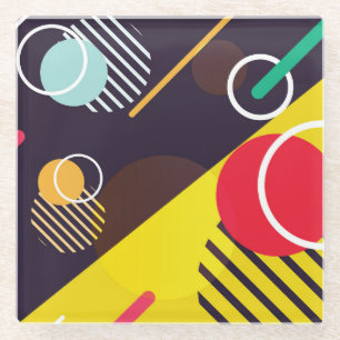 Dessous-de-verre En Verre Cercles et lignes Abstraits colorés