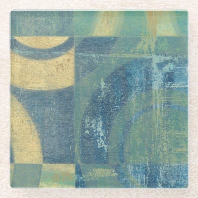 Dessous-de-verre En Verre Cercles et panneaux multicolores (Devant)