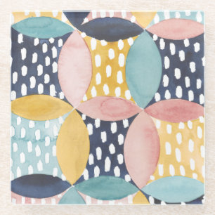 Dessous-de-verre En Verre Cercles géométriques d'aquarelle