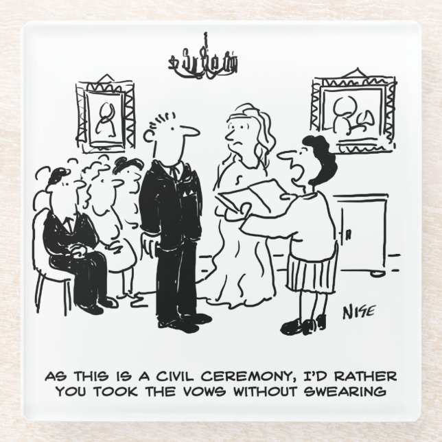 Dessous-de-verre En Verre Cérémonie de mariage civil à l'état civil (Devant)