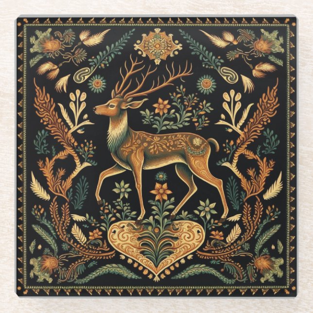 Dessous-de-verre En Verre Cerf sauvage rustique (Devant)