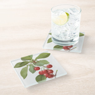 Dessous-de-verre En Verre Cerises rouges botaniques