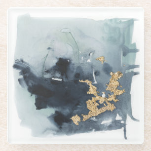 Dessous-de-verre En Verre Cerulean et or