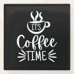 Dessous-de-verre En Verre C'est Coffee Time Beverage Coaster