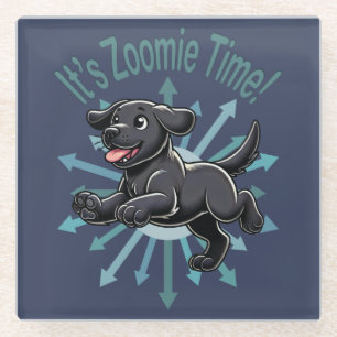 Dessous-de-verre En Verre C'est le temps Zoomie Black Lab