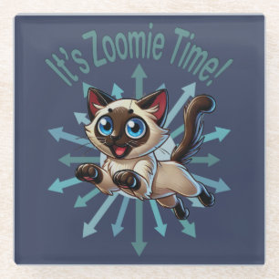 Dessous-de-verre En Verre C'est le temps Zoomie chat siamois