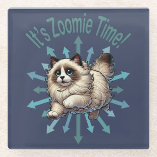 Dessous-de-verre En Verre C'est Zoomie Time Ragdoll Chat