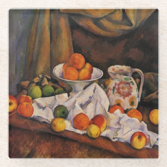 Dessous-de-verre En Verre Cezanne : Bowl, Pitcher et Fruit (Devant)