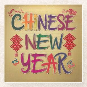 Dessous-de-verre En Verre Changement du Nouvel An chinois
