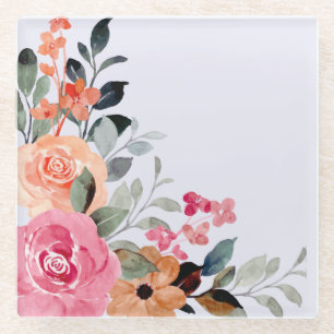 Dessous-de-verre En Verre Chardon et aquarelle Dessous de verre de bouquet f