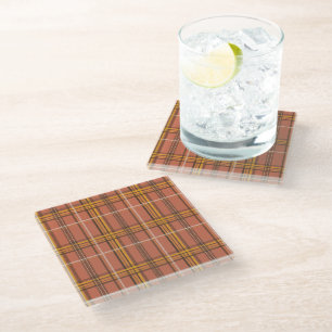 Dessous-de-verre En Verre Charmant Plaid Esthétique Terre Cuite Moutarde