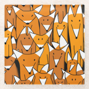 Dessous-de-verre En Verre Charmante famille Fox : Motif animal joueuse