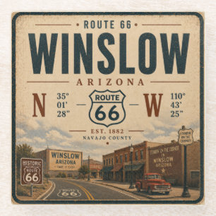 Dessous-de-verre En Verre Charme de l'Historique Route 66 de l'Arizona
