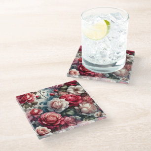 Dessous-de-verre En Verre Charme floral de la rose intemporelle