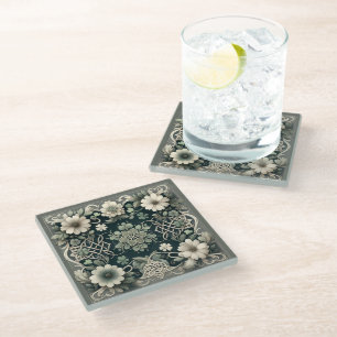 Dessous-de-verre En Verre Charme floral du trèfle celtique