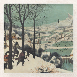 Dessous-de-verre En Verre Chasseurs dans la neige, célèbre œuvre d'art,