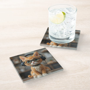 Dessous-de-verre En Verre Chat au gingembre