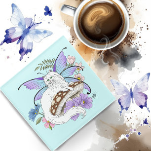 Dessous-de-verre En Verre Chat blanc