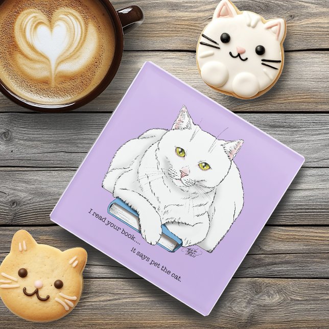 Dessous-de-verre En Verre Chat de livre (Créateur téléchargé)