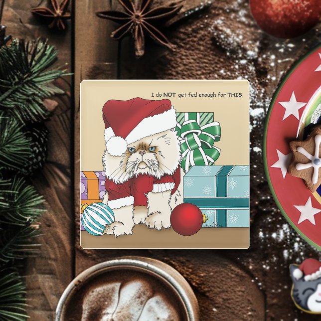 Dessous-de-verre En Verre Chat de Noël persan (Créateur téléchargé)