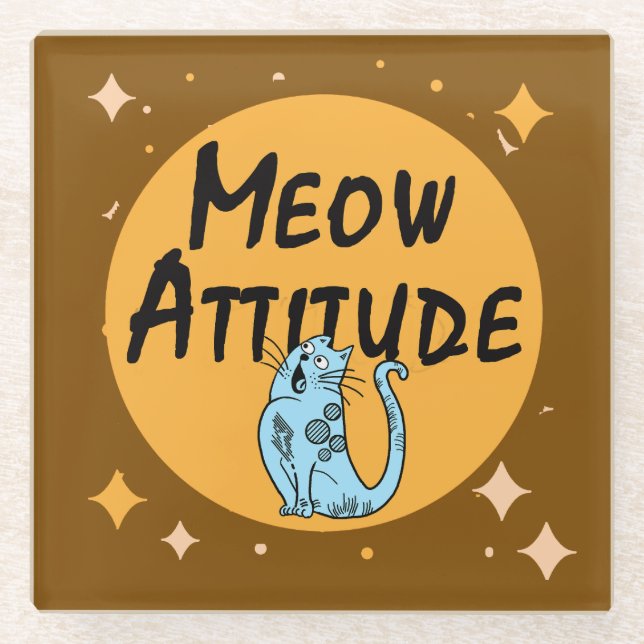 Dessous-de-verre En Verre chat drôle (Devant)