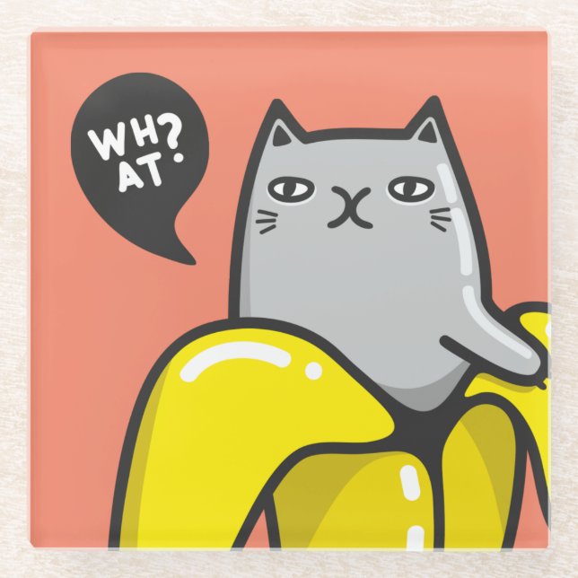 Dessous-de-verre En Verre Chat en banane (Devant)